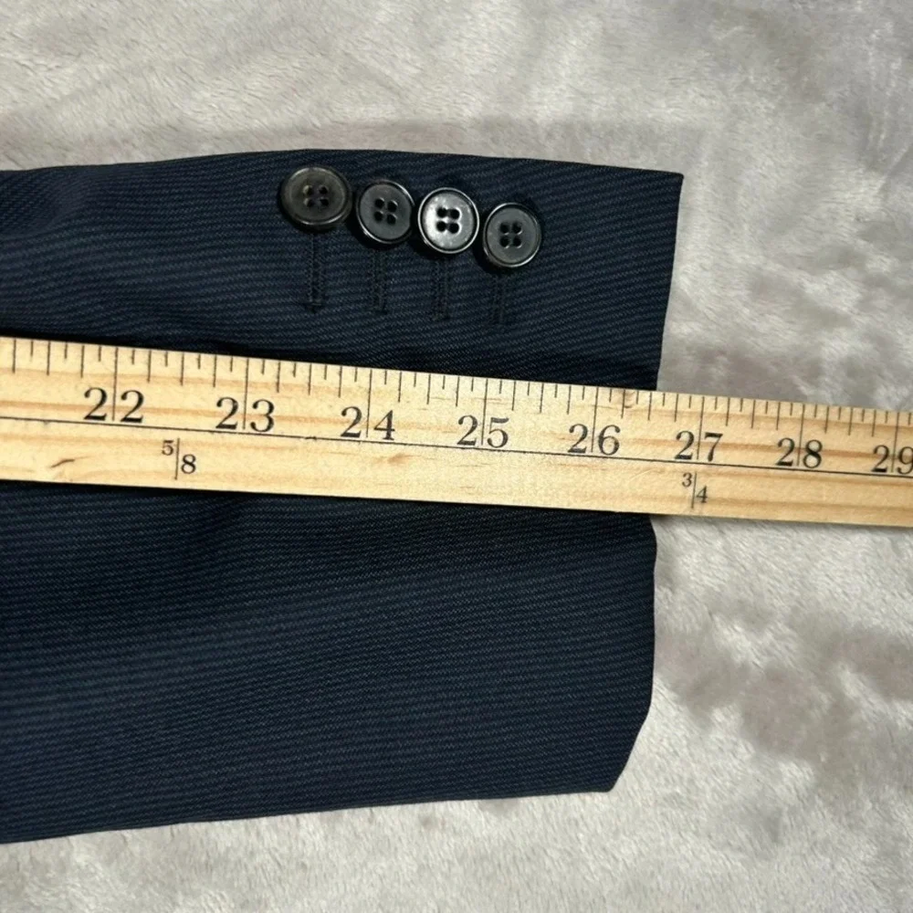 Ermenegildo Zegna Blazer Mens 46L Blue Striped Wool Sport Coat Made In Italy EUC